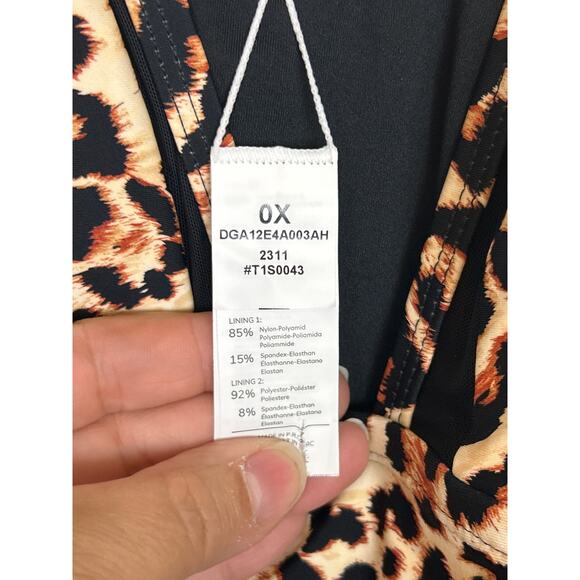 Amazon Women’s 0X Black Cheetah Print One Piece Cheeky Swimsuit New - Picture 3 of 5